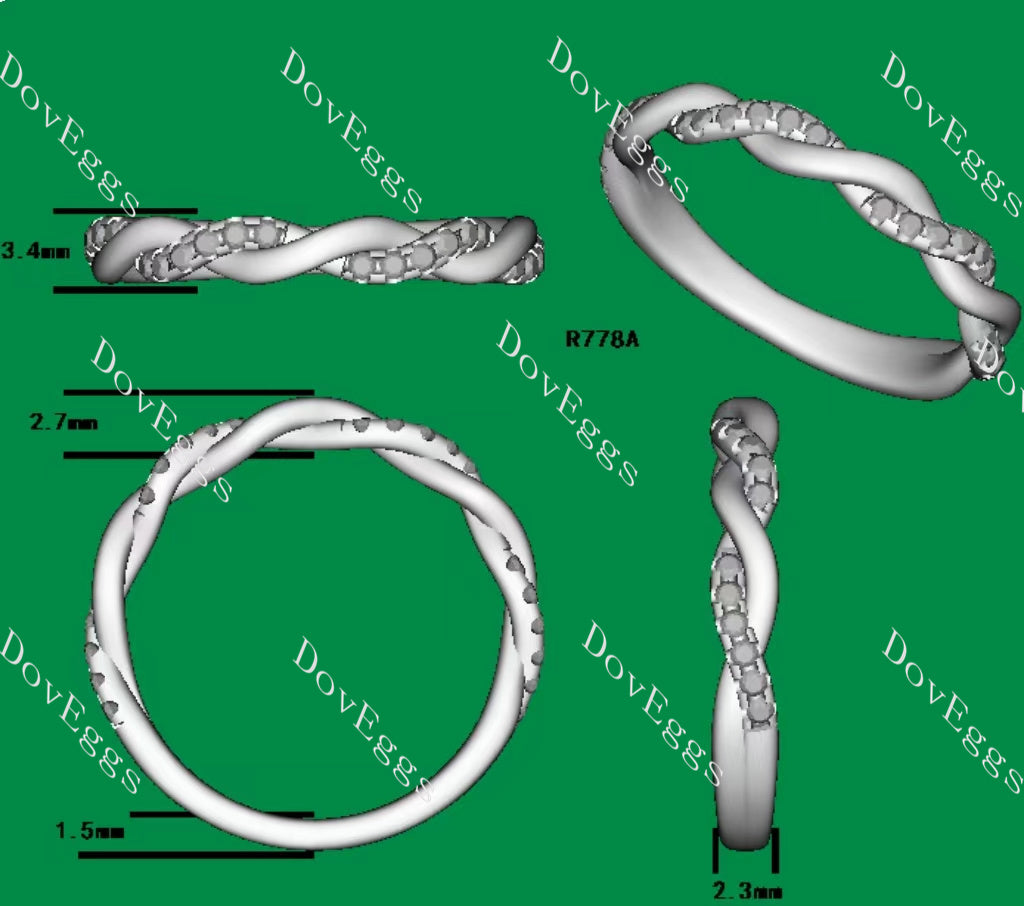 Doveggs round curved birthstone wedding band-2.3mm band width
