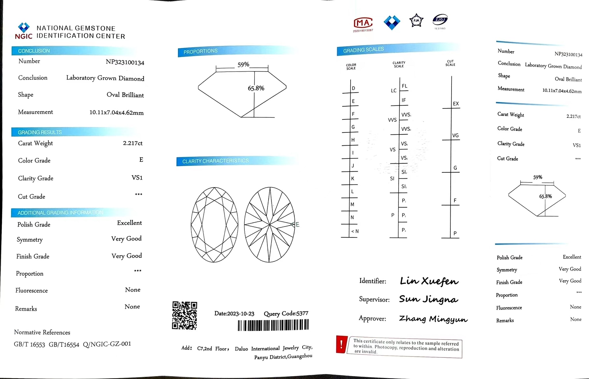 Doveggs 2.21ct Oval E Color VS1 Clarity Excellent cut lab diamond stone(certified)