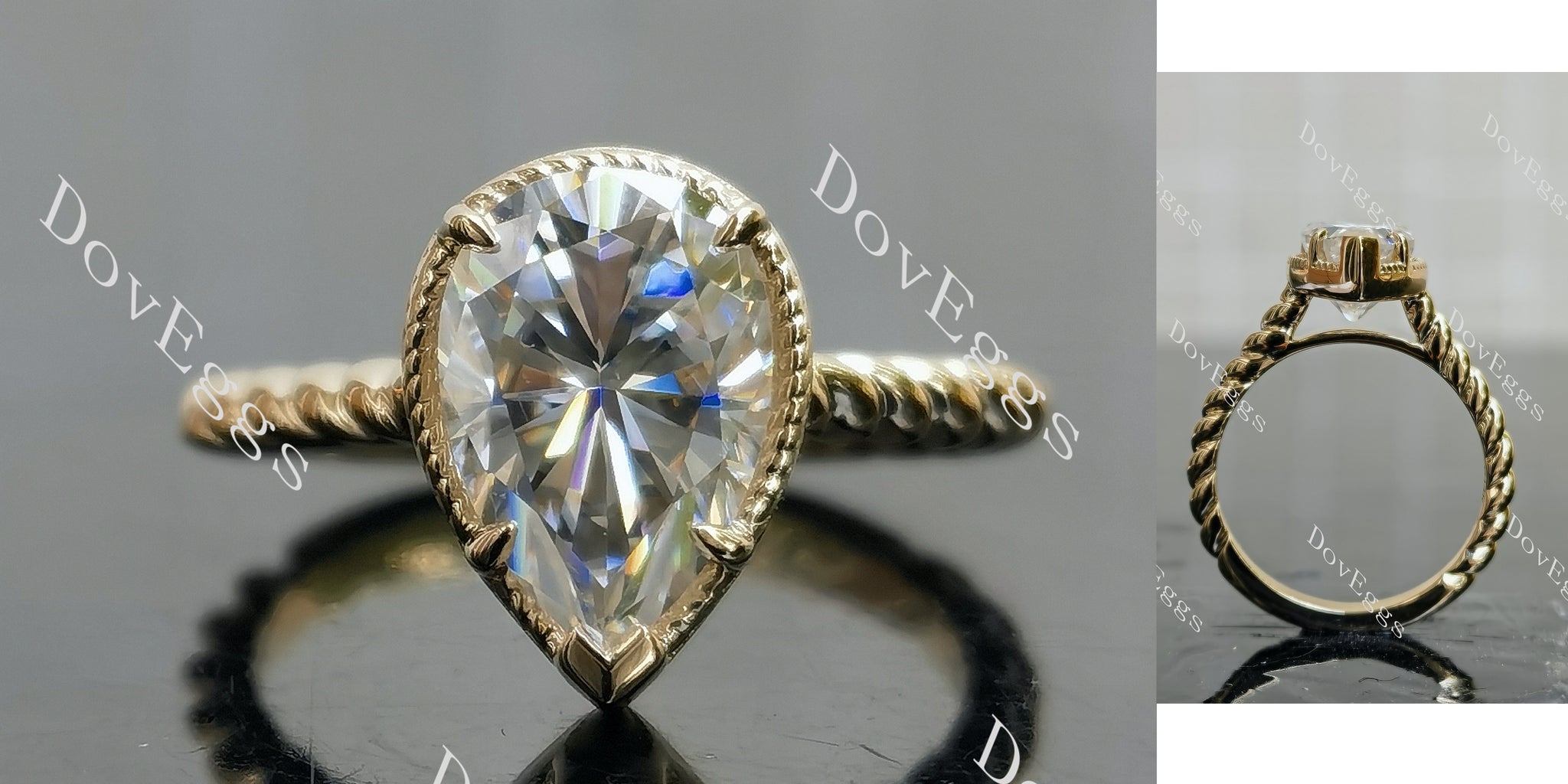 pear pave solitaire moissanite