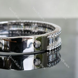 Doveggs baguette round eternity pave moissanite/lab grown diamond bangle for women