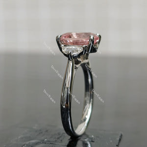 (size 6.5) Doveggs 3ct oval pink peach sapphire engagement ring