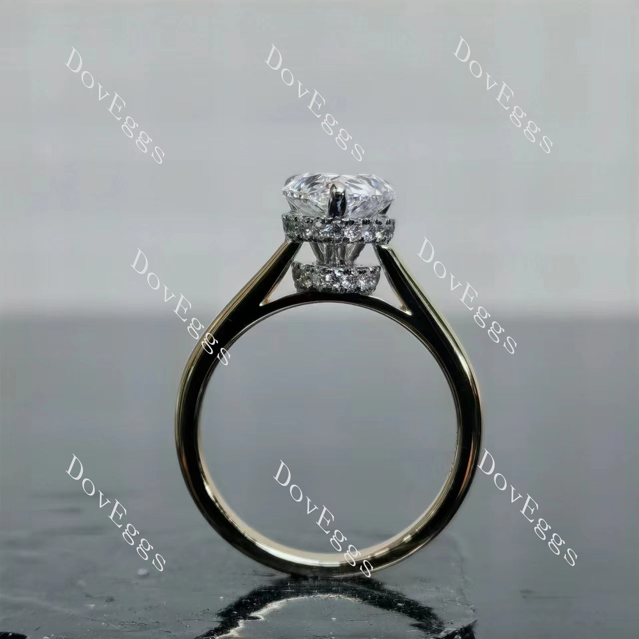 Doveggs Pear Pave Lab Grown Diamond Engagement Ring