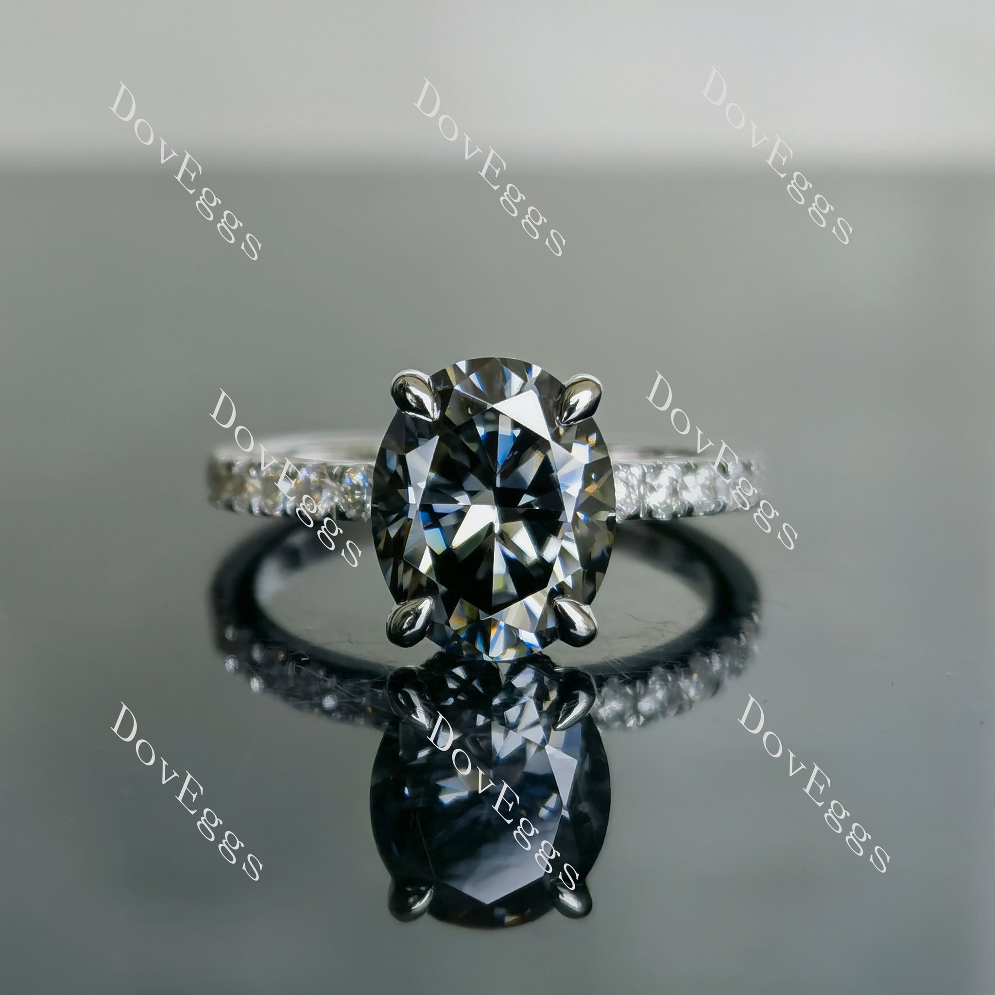Illumination oval stardust grey moissanite ring