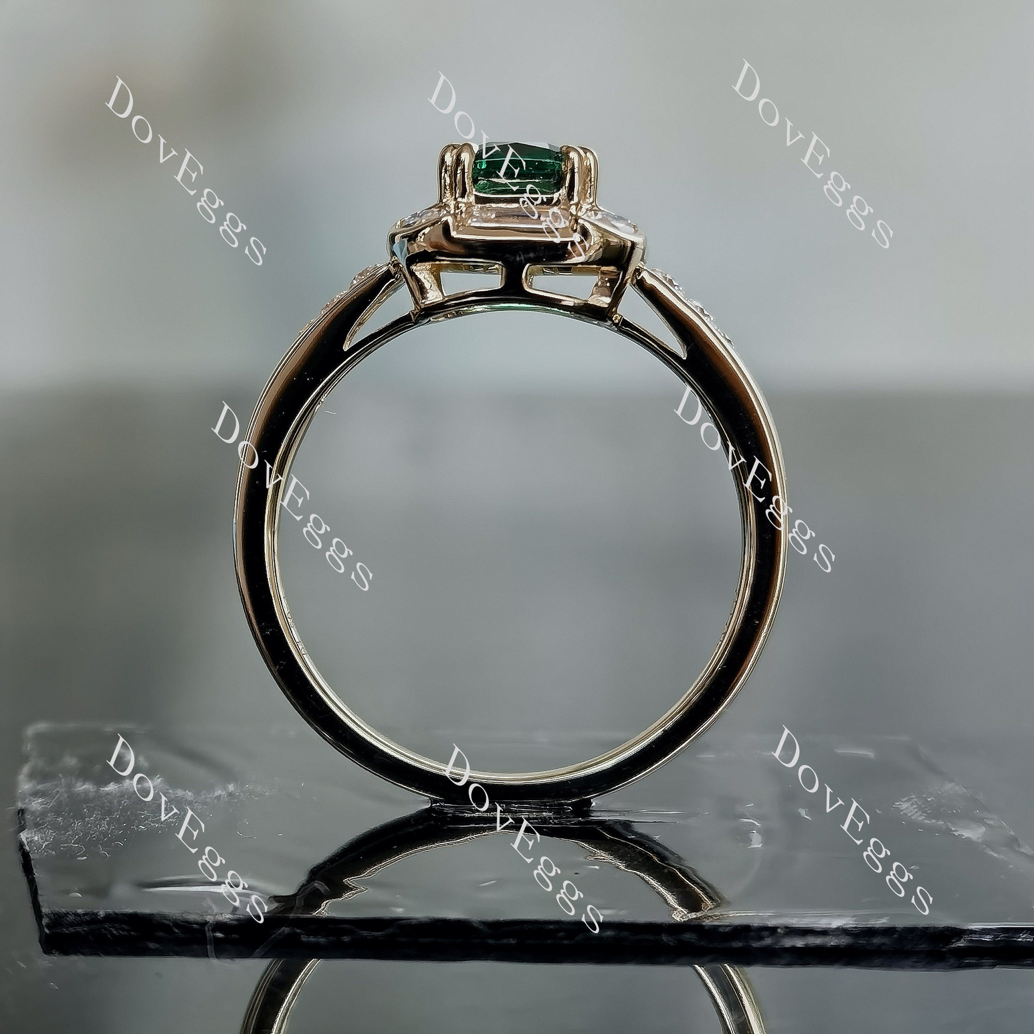 Green with Envy radiant bezel colored gem engagement ring