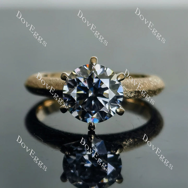 DovEggs classic 6 prongs textured solitaire engagement ring semi-mount only(Exclusively to DovEggs Stones) - DovEggs-Seattle