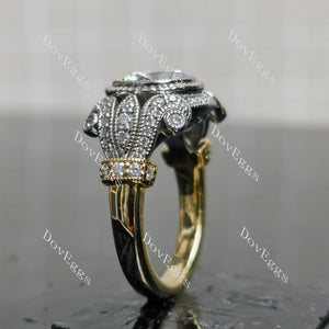 (size 6.75) Doveggs sterling silver with plated yellow gold 3ct round moissanite engagement ring