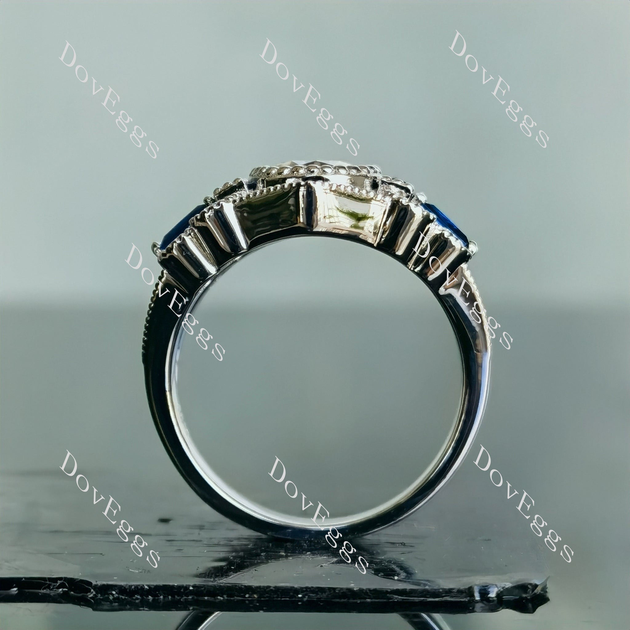 Doveggs round bezel vintage moissanite engagement ring