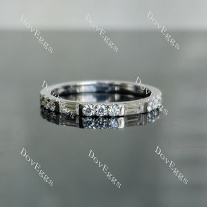 Doveggs baguette round pave half eternity moissanite wedding band-2.0mm band width