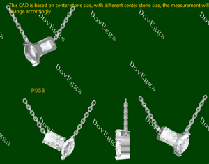 Doveggs radiant marquise simple moissanite/lab grown diamond pendant necklace (with 18' length chain)