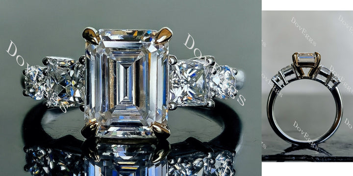 Doveggs emerald side stones moissanite engagement ring - DovEggs-Seattle