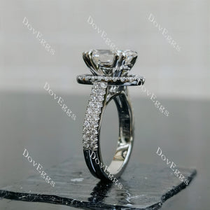 Doveggs Oval Pave Halo Half Eternity Lab Grown Diamond Bridal Set (2 rings)