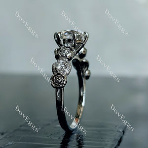 Doveggs round floral art deco moissanite engagement ring