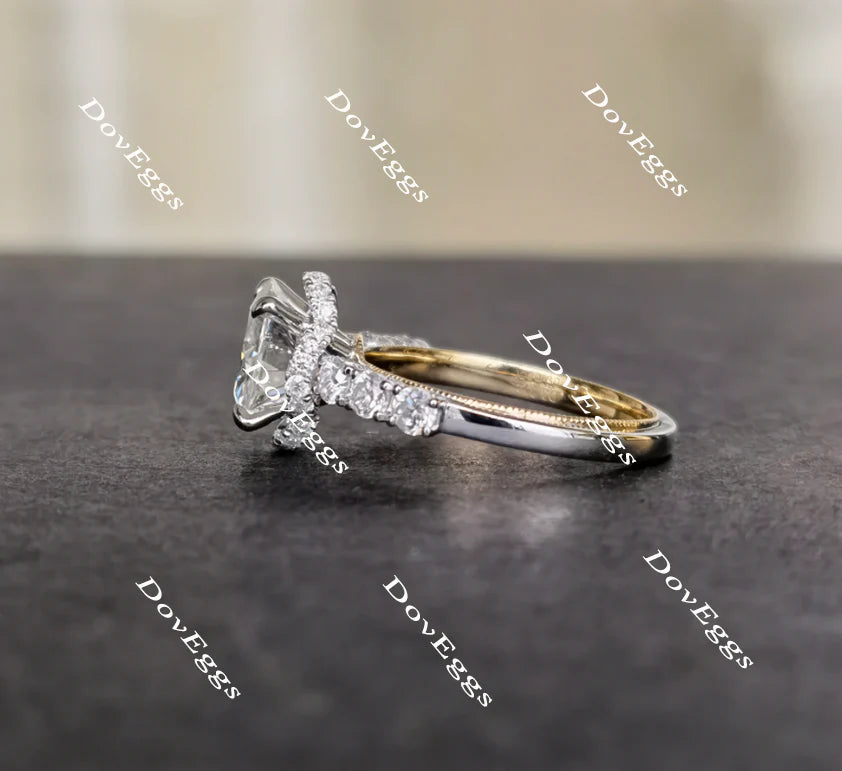 DovEggs halo side-stone engagement ring only semi-mount only(Exclusively to DovEggs Stones）