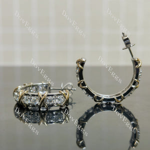 Doveggs round pave moissanite/lab grown diamond earrings