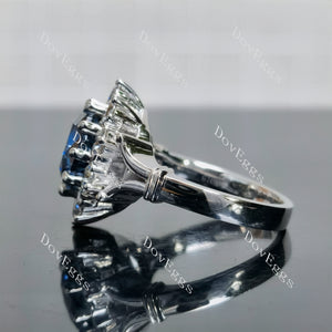 Doveggs round halo twillight blue colored moissanite engagement ring
