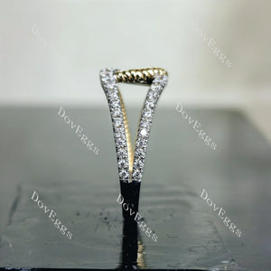 Doveggs round pave split shank moissanite/lab grown diamond wedding band-2.1mm band width