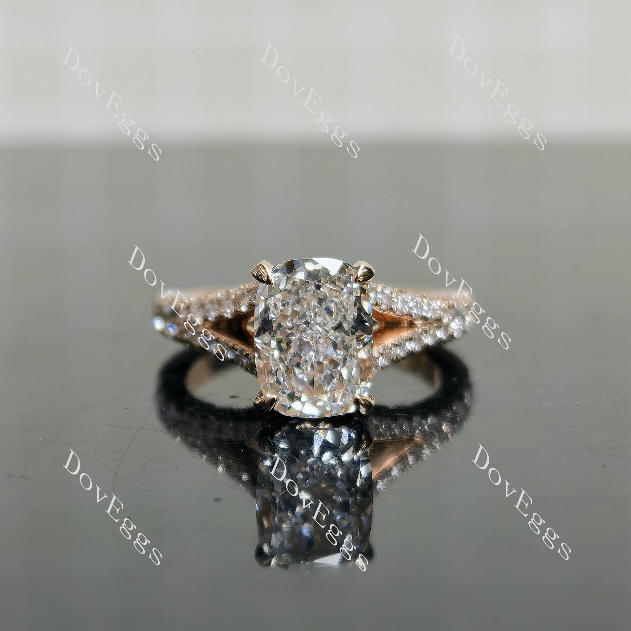 Emily's Hope Cushion Pave Split Shanks Half Eternity Lab Grown Diamond Engagement Ring