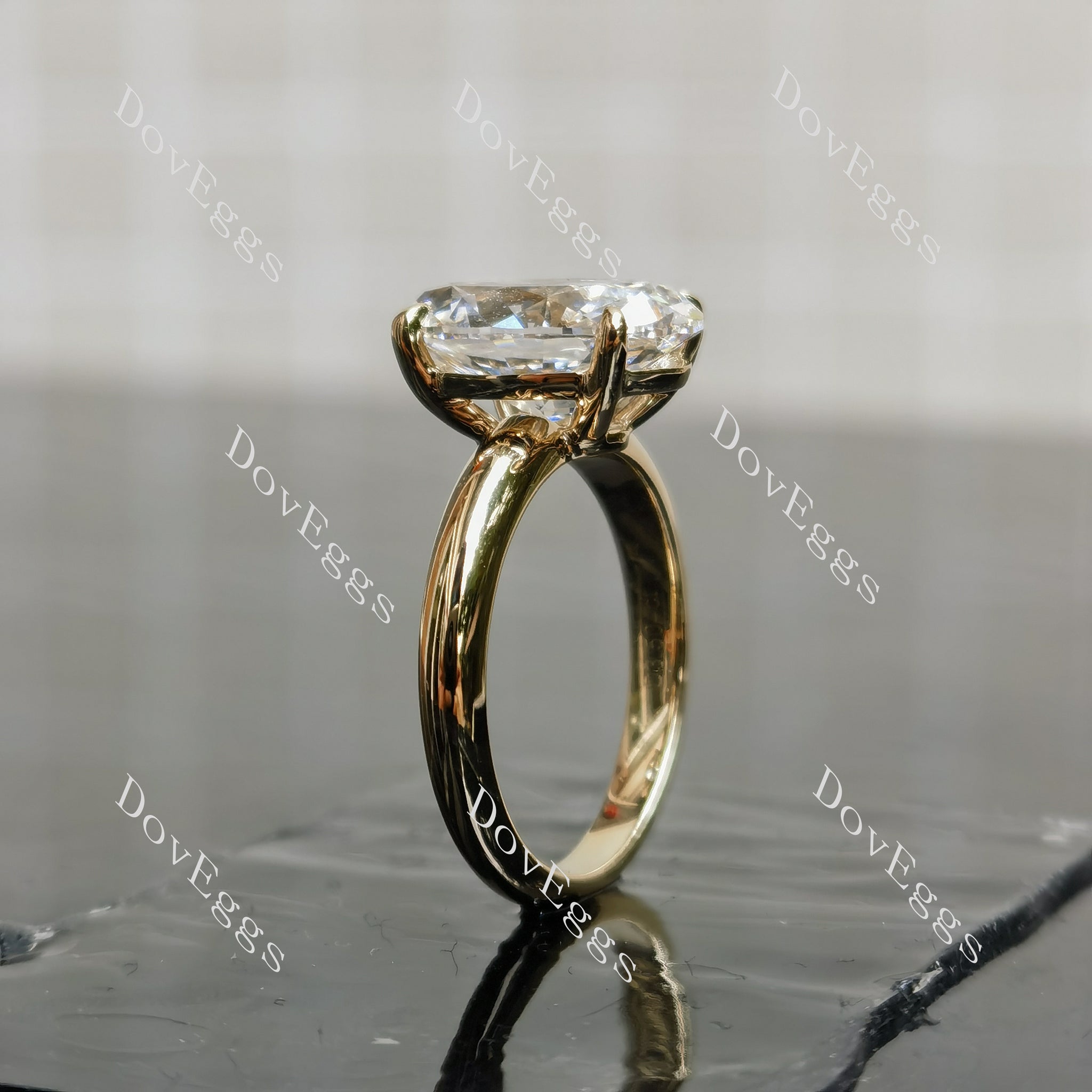 Doveggs Oval Pave Solitaire Lab Grown Diamond Engagement Ring