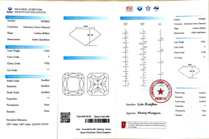 2.32ct Cushion Cut  F color Lab Diamond - VVS2 Clarity | Doveggs Certified