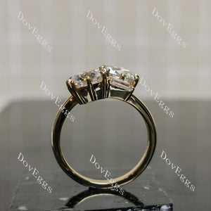 Doveggs cushion two stones moissanite engagement ring