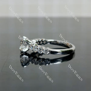 Doveggs Round Pave Side Stone Lab Grown Diamond Engagement Ring