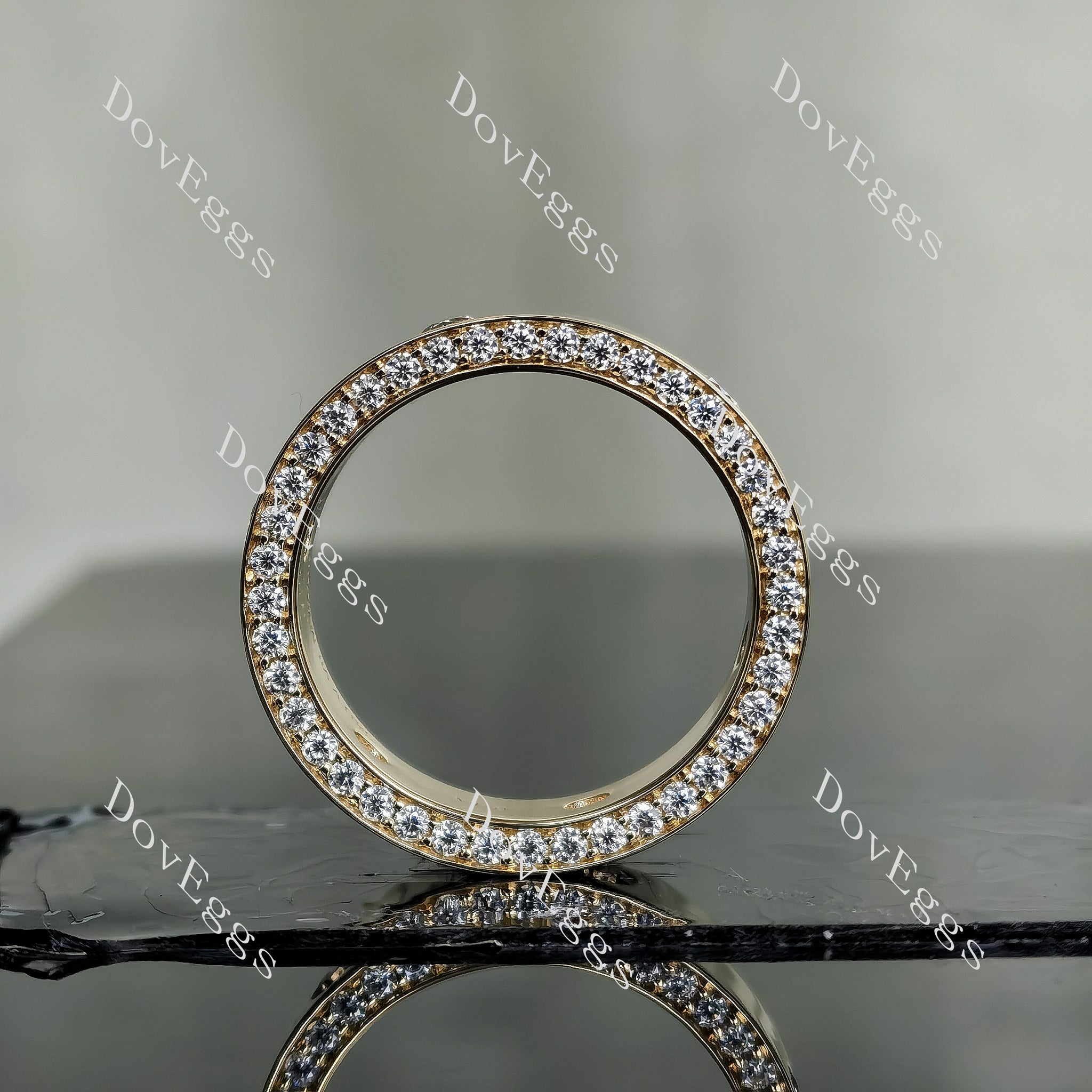 Eternal love round full eternity pave bezel moissanite/lab grown diamond wedding band-6.5mm band width
