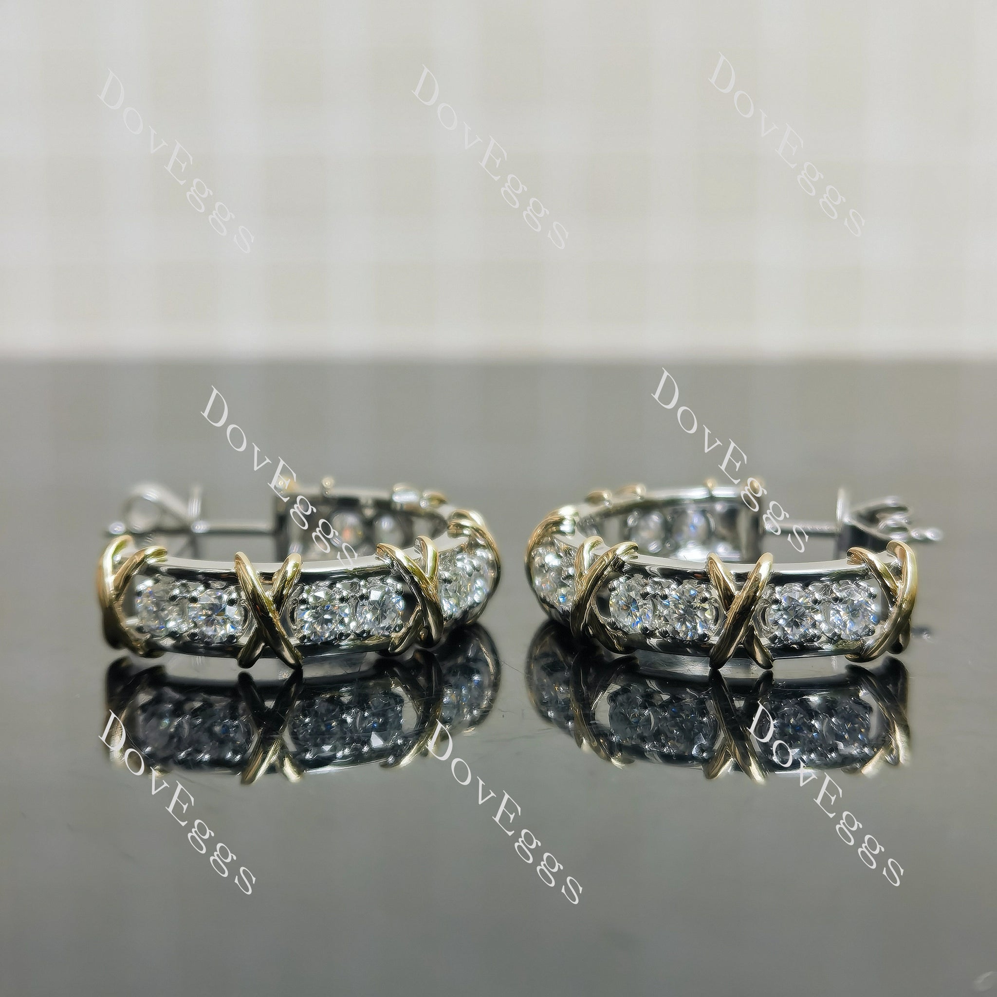 Doveggs round pave moissanite earrings