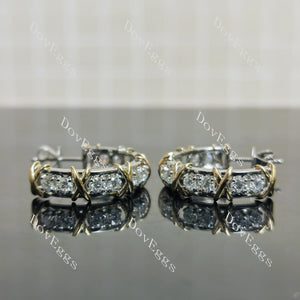 Doveggs round pave moissanite/lab grown diamond earrings