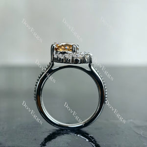 Doveggs round art deco colored moissanite engagement ring