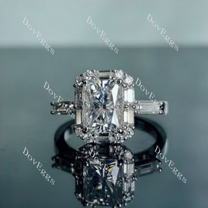 Doveggs radiant halo pave moissanite engagement ring