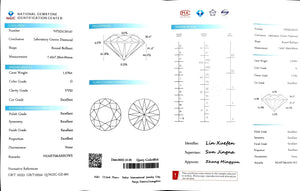 Doveggs 1.576ct round G color VVS2 Clarity Excellent cut lab diamond stone(certified)