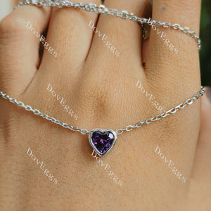 heart bezel setting colored gem pendant necklace