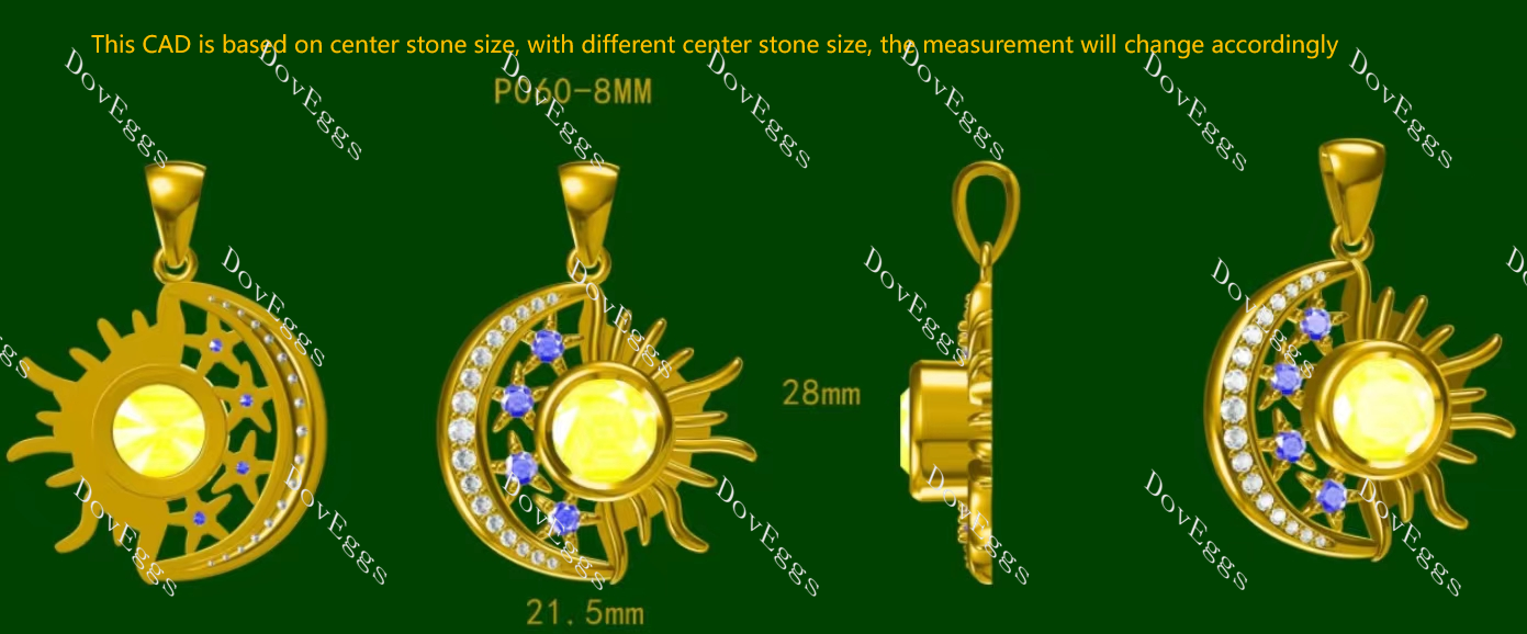 Doveggs Rhonda's Ray of Sunshine sun moon and star round colored gem pendant necklace (pendant only)