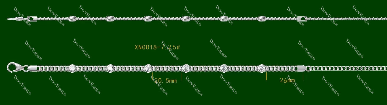 Doveggs round bezel setting moissanite/lab grown diamond bracelet