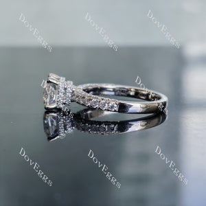 Doveggs cushion half eternity pave moissanite engagement ring