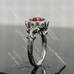 (size7.5) Doveggs 1ct cushion ruby moissanite engagement ring