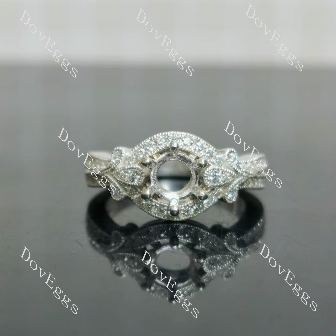 Doveggs art deco pave engagement ring only semi-mount only(Exclusively to DovEggs Stones)