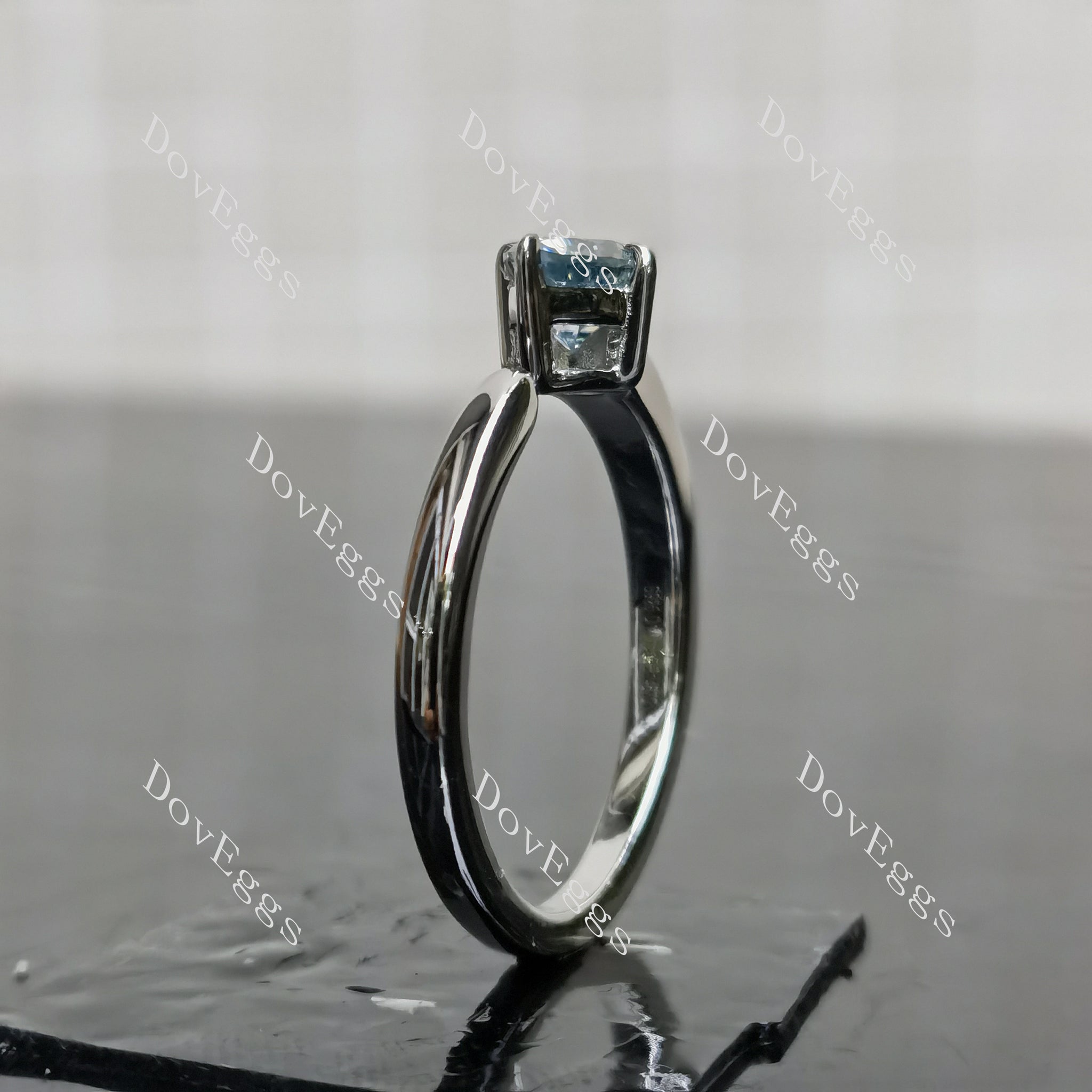 (size 9.25) Doveggs sterling silver gold 1ct Pear smokey spark grey colored moissanite engagement ring