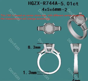 Doveggs three-stone engagement ring only semi-mount only(Exclusively to DovEggs Stones)