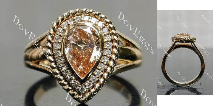 DovEggs bezel Halo Split Shanks engagement ring semi-mount only(Exclusively to DovEggs Stones) - DovEggs-Seattle