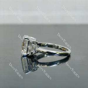 Doveggs Emerald Pave Side Stones Lab Grown Diamond Engagement Ring