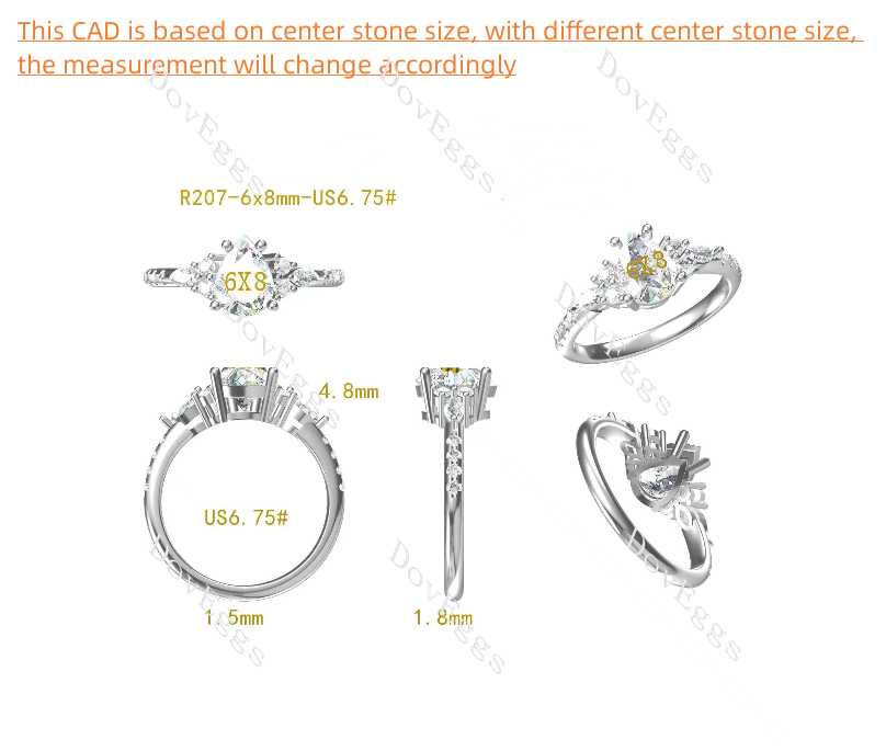 Doveggs pear pave moissanite engagement ring