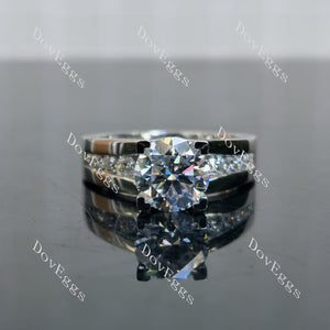 Doveggs round pave moissanite engagement ring