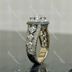 Doveggs Modified Octagon Halo 3/4 Eternity Lab Grown Diamond Engagement Ring