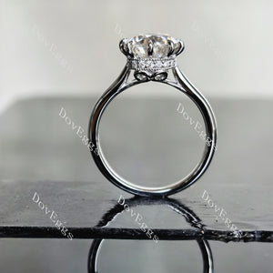 Doveggs round art deco moissanite engagement ring