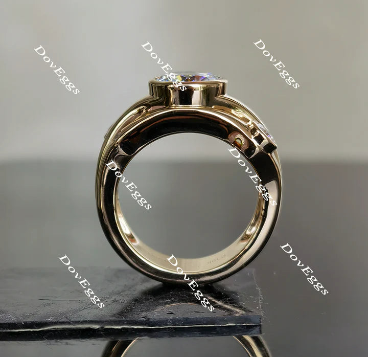 Doveggs bezel setting art deco engagement ring only semi-mount only(Exclusively to DovEggs Stones)