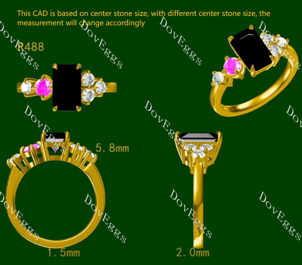 Doveggs emerald side stones colored gem engagement ring