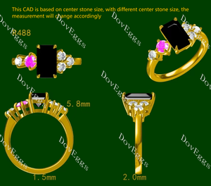 Doveggs emerald side stones colored gem engagement ring