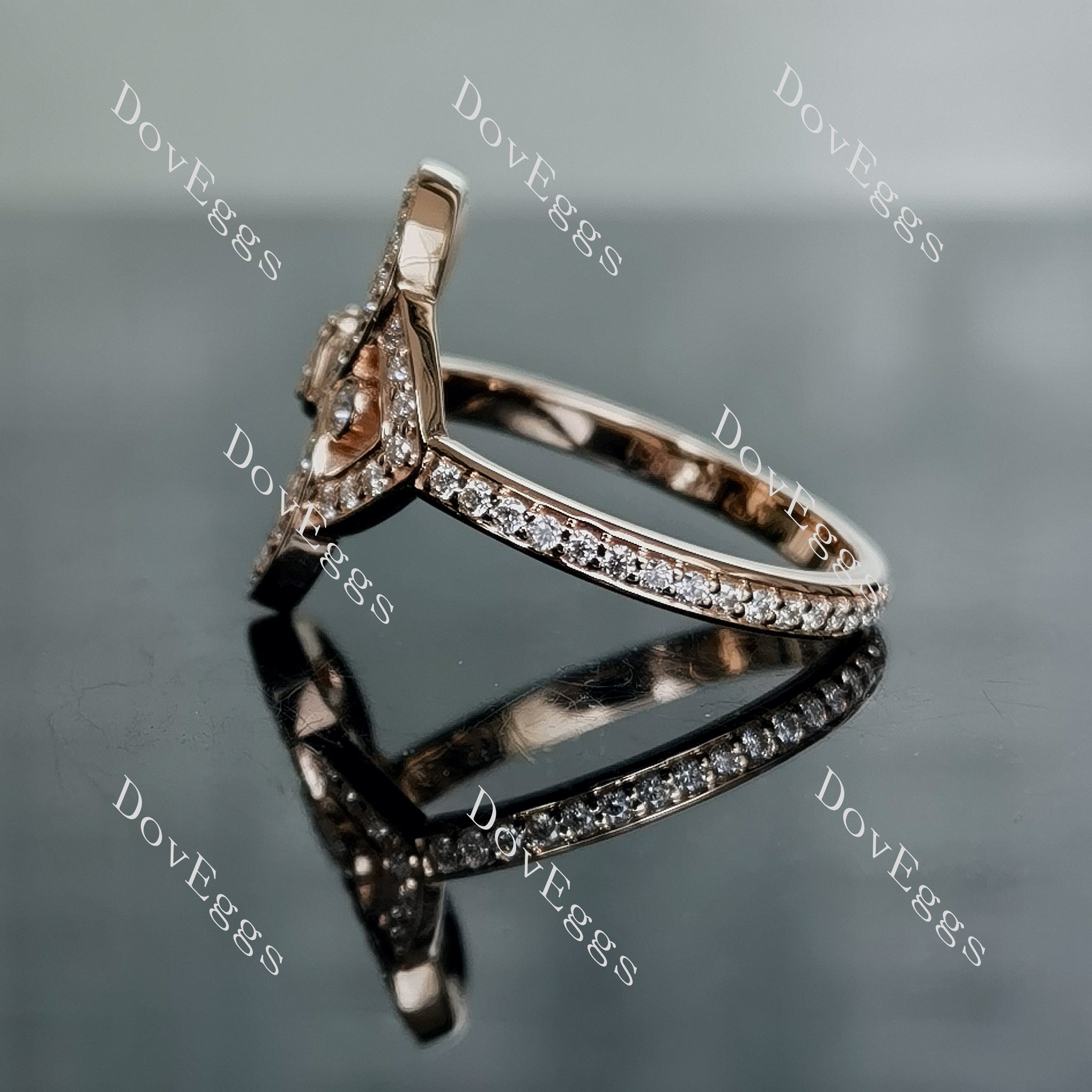 Fleur-de-lis round pave moissanite wedding band-2.2mm band width