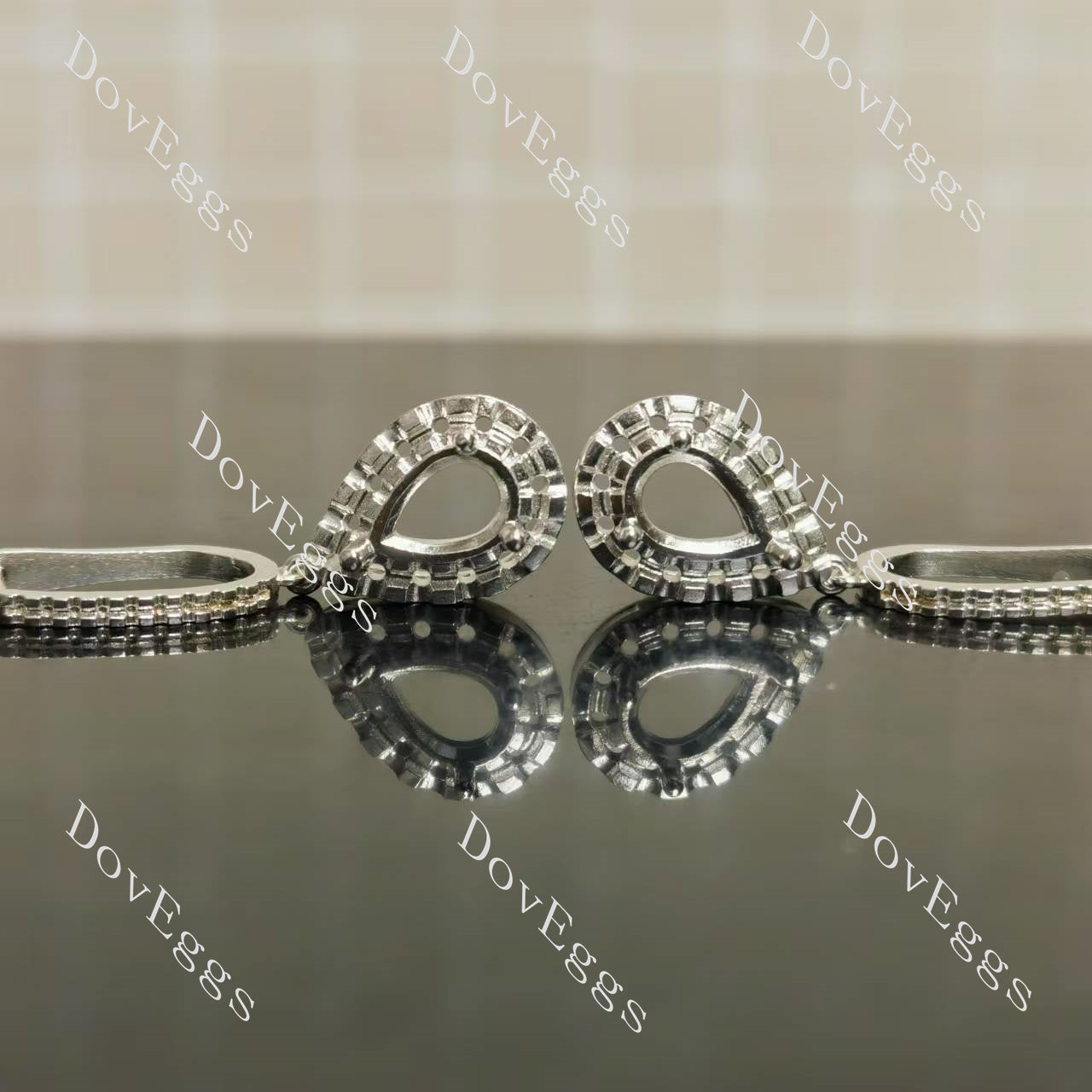 Doveggs halo drop earrings only semi-mount (Exclusively to DovEggs Stones)
